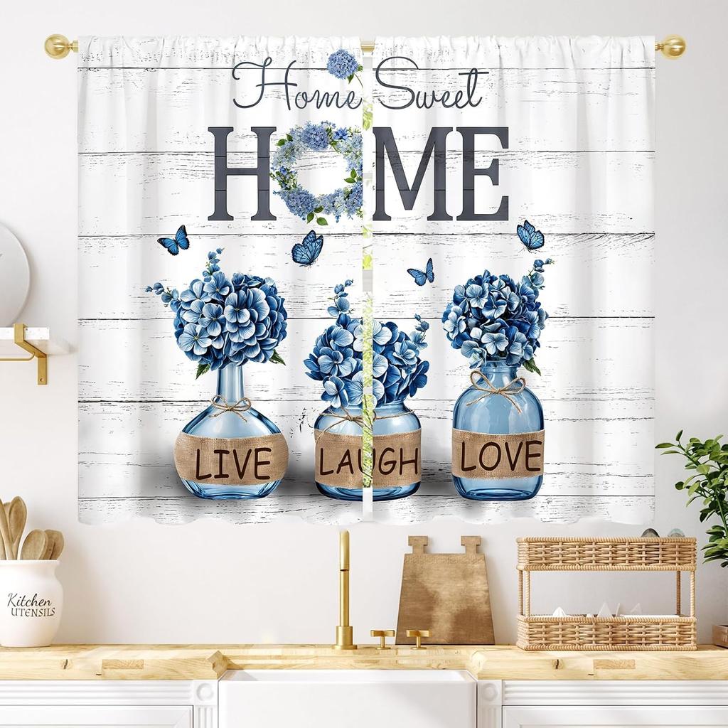 Purple Floral Butterfly Lilac Window Curtains Spring Flower Summer Girls Nature Garden Plant Drapes Treatment Curtain Polyester With Rod Pocket