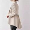 [YUANYUAN] Women's Pantsuit 2-Piece Set: Suit Jacket & Cigarette Pants, Tailored Jacket, Reversible Collar, Back Gathered, Pockets, Adult Cute, Formal
