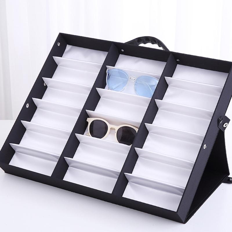 Portable Eyeglass Display Case with Soft Lining and Multiple Sections Storage Case for Neat Storage and Travel Use