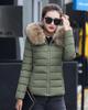 Women's large fur-collared cotton-padded clothes, short hooded slim-fitting cotton-padded jackets, multi-color optional winter women's thickened cotto