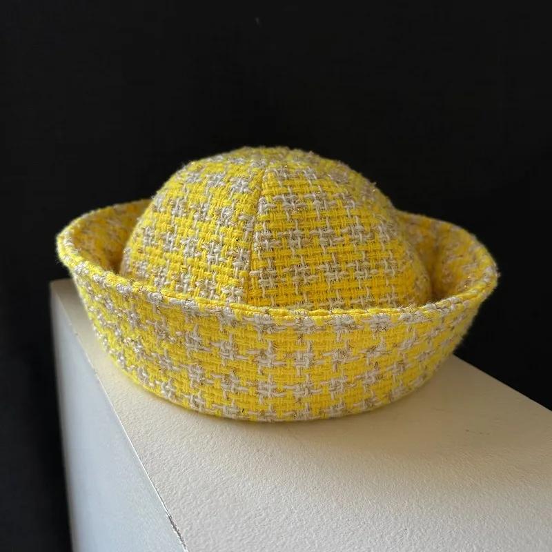 Women'S Winter Japanese Flip Eaves Berets Tweed Navy Style Sailor Hat Fashion Party Nurse'S Cap Vintage Thick Warm Bucket Hat