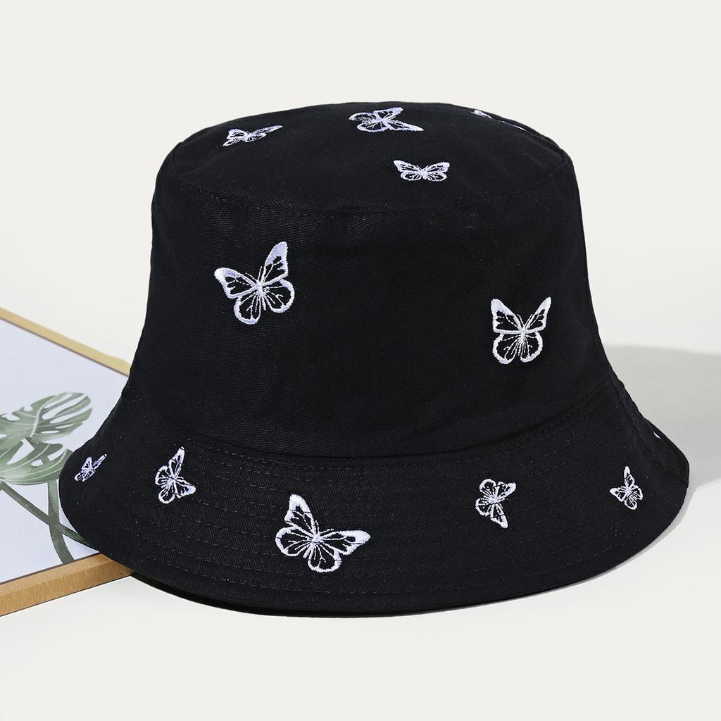 Unisex Fashion Embroidered Bucket Hat Adjustable Wide Brim Summer Fisherman Cap for Women Teens Girls