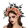 Versatile Hair Accessory for Photography Halloween Rose Headband, Flower Leaf Crown Hoops Bands, Fashionable Floral Gothic Headpiece Hairband Cosplay