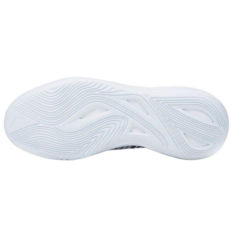Puma Fusion Nitro Comfortable Round Toe Abrasion Resistant Lightweight Mid Top Basketball Shoes Unisex White Black 376639-01
