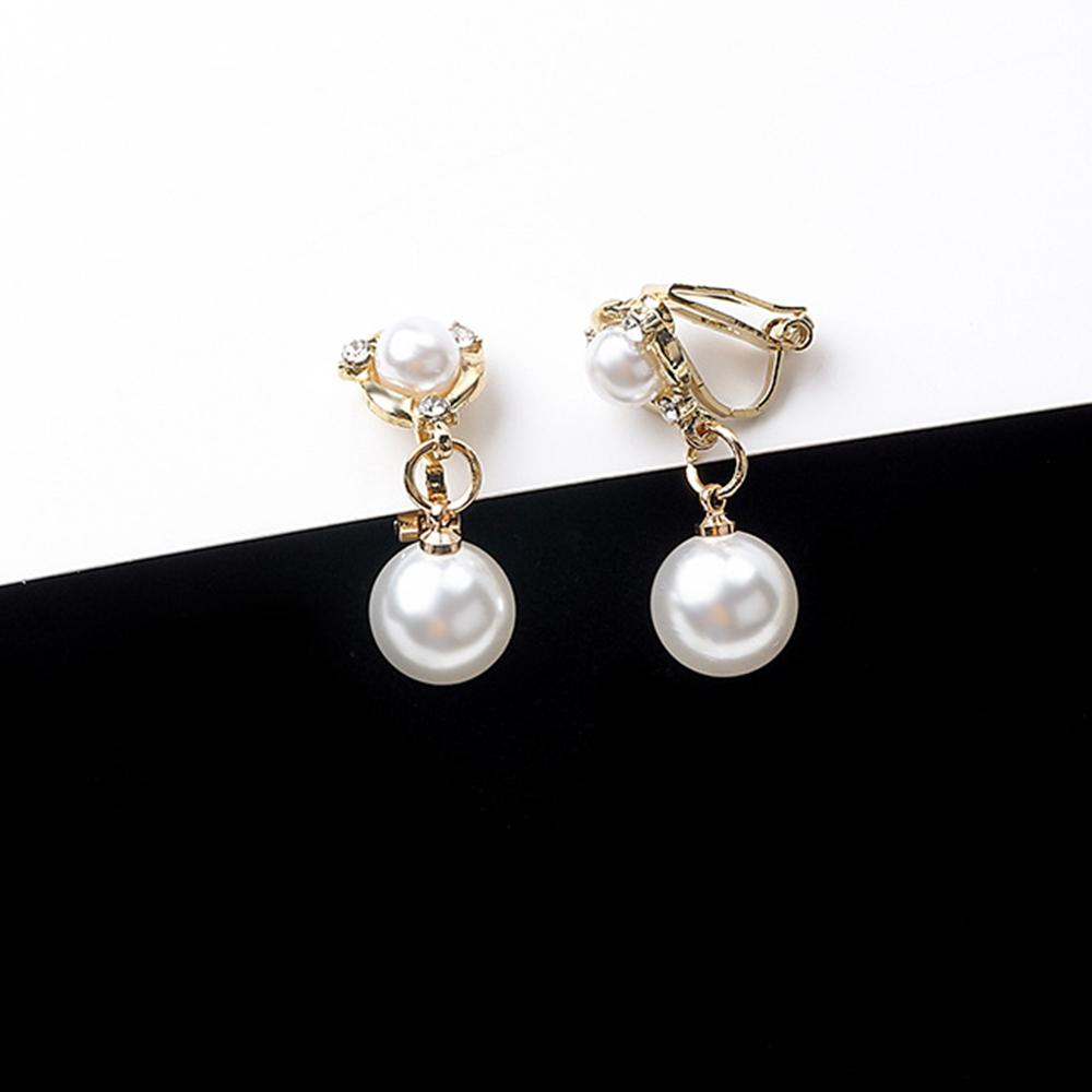 Non Pierced Simulated Pearl Clip On Earrings For Women Elegant Ear Jewelry Accessories
