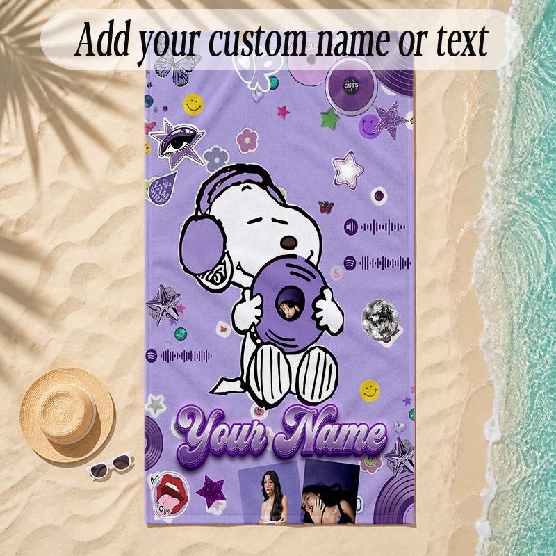 Beach TowelOlivia Rodrigo Custom Name Text Personalized Soft Towel for Beach Pool Indoor Home Decor Gift