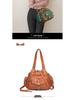 Women's Color Block Rivet Washed Leather Crossbody Handbag, Soft Leather, Large Capacity, Multi-Layer, Single Shoulder