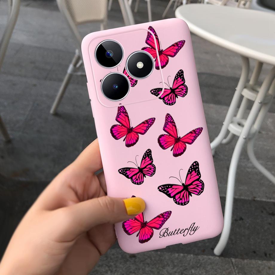For Realme C53 C51 Cases Shockproof Soft Luxury Silicone TPU Bumper Case For RealmeC51 C 51 C 53 Flower Painting Girly Capa Etui