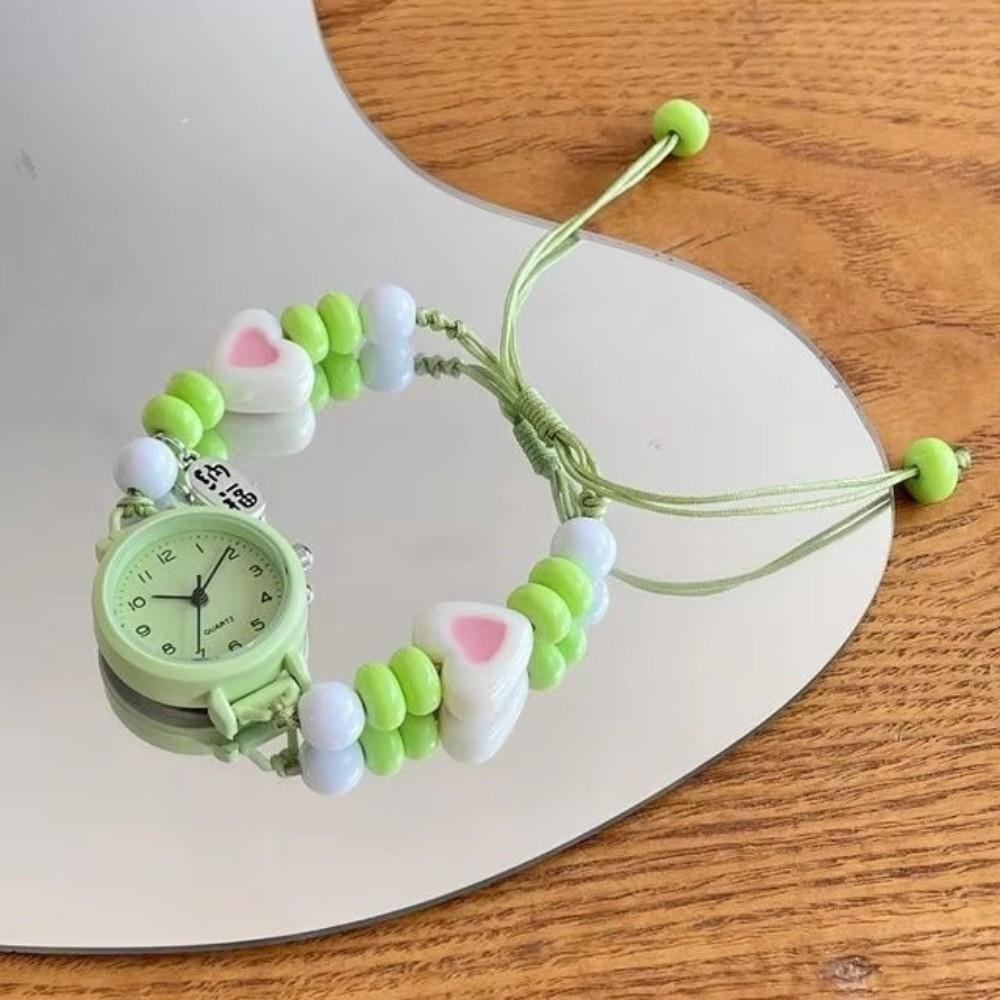 Ethnic Quartz Bracelet Wristwatch Zinc Zinc Alloy Star Heart Bracelet Adjustable Beads Strap Watch Ladies
