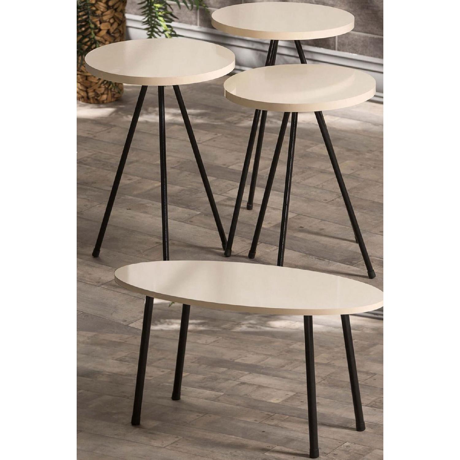 

Nesting Table And Center Table Set Metal Ellipse Cream