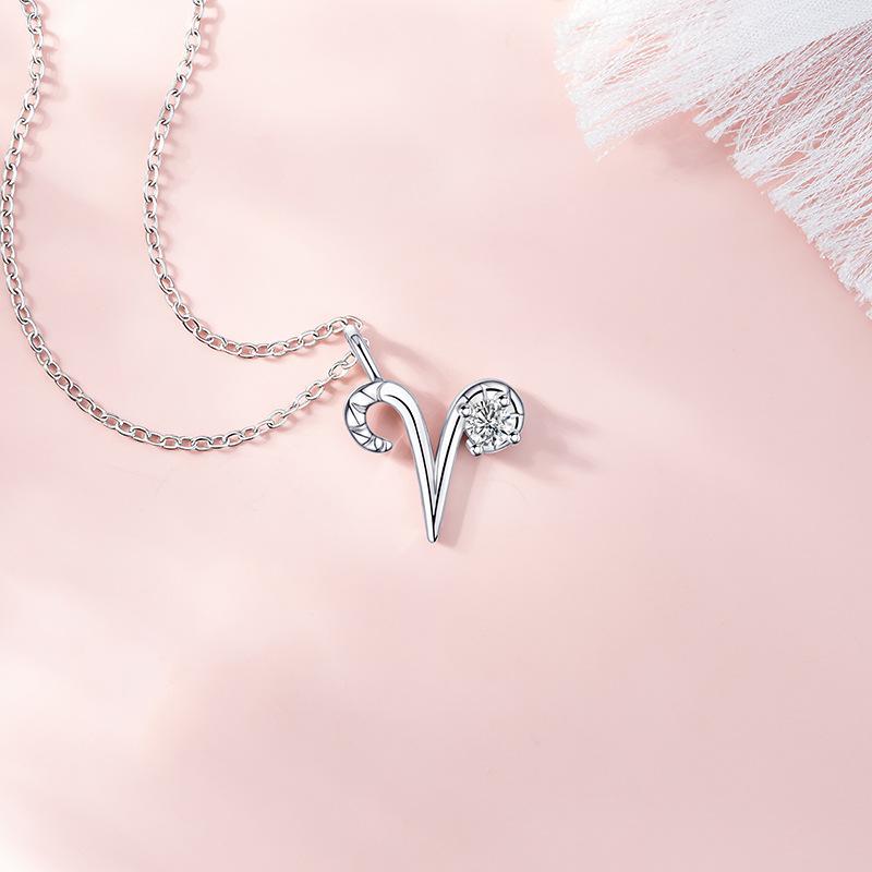 Original Design Zwölf Sternbilder Serie Widder Halskette Damenmode Leichter Luxus Nische Edelstahl Schlüsselbeinkette