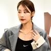 Stylish Korean Ins Inspired Letter H Tassel Short Necklace In Elegant Coffee Gold