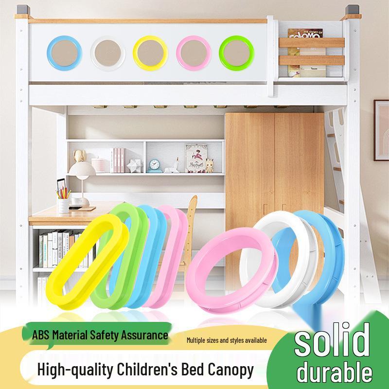 Children s Bunk Bed Decorative Snap Ring - Plastic Guardrail Hole Cover Oval Clip {18mm} Plate - White