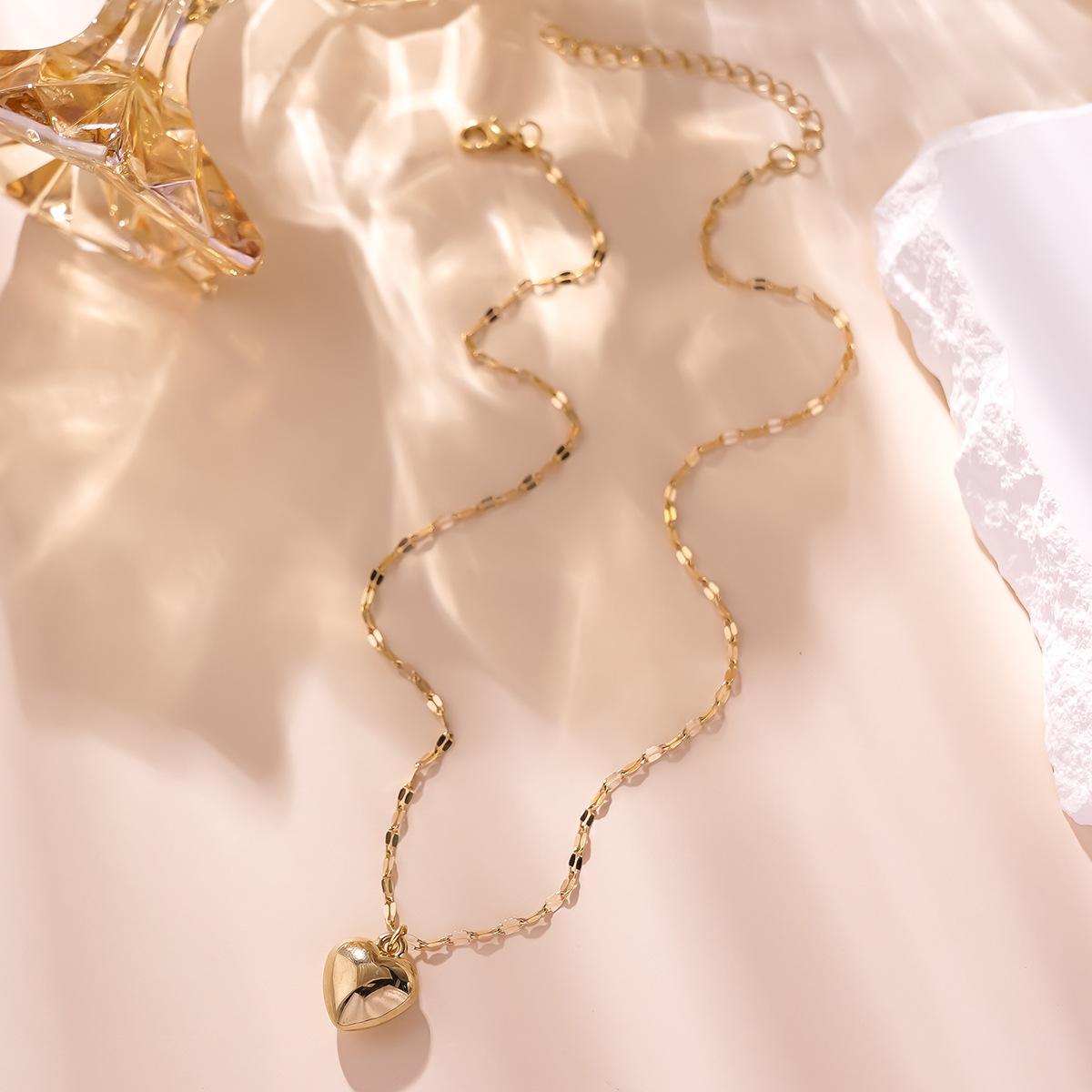 

Золотые ожерелья с подвеской в виде сердца для женщин, новое модное ожерелье с цепочкой на ключицу, ювелирный подарок