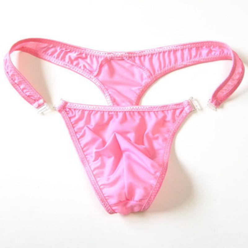 2019 Hot M/L/XL Translucent Mens Nylon Thongs Men Sexy Button Bikini Briefs Gay G-string/Jocks/Tanga/T-back Gay Underwear