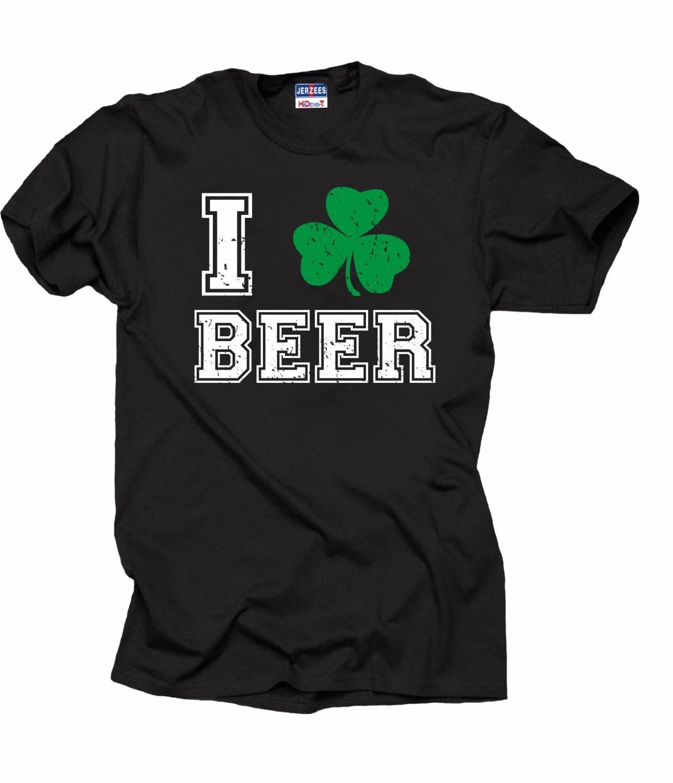 Saint Patrick Day T-T-shirt I love Beer Shamrock Irish Ireland Tee T-shirt L