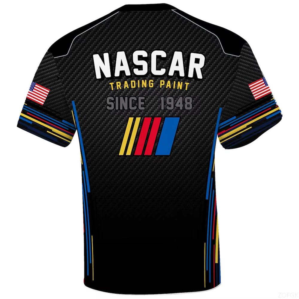 Men's Round Neck Tops NASCAR Checkered Flag Sports Uniform Breathable Quick-Drying T-Shirt Unisex Casual Tees Beachwear Surfing