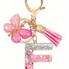 Personalisert Bling Monogram Nøkkelring for Kvinner - Resin Bokstavsmykke med Sølvfarget Glitter, Rosa Stein & Gull Stjerne Shaker - Bursdagsgaver til Henne