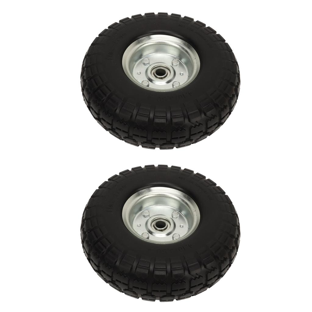 2Pcs 10in Solid Tire Set Inflation Free PU Foam Deep Groove Ball Bearing Solid Tyre Replacement for Garden Vehicles