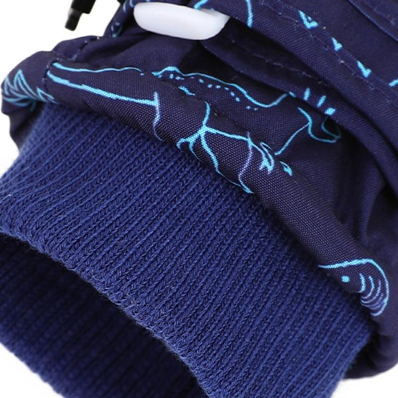 Splashproof Mittens Kids Gloves Windproof Children Winter Warm Snow Gloves Print Dinosaur Pattern Thicken Thermal Mitts