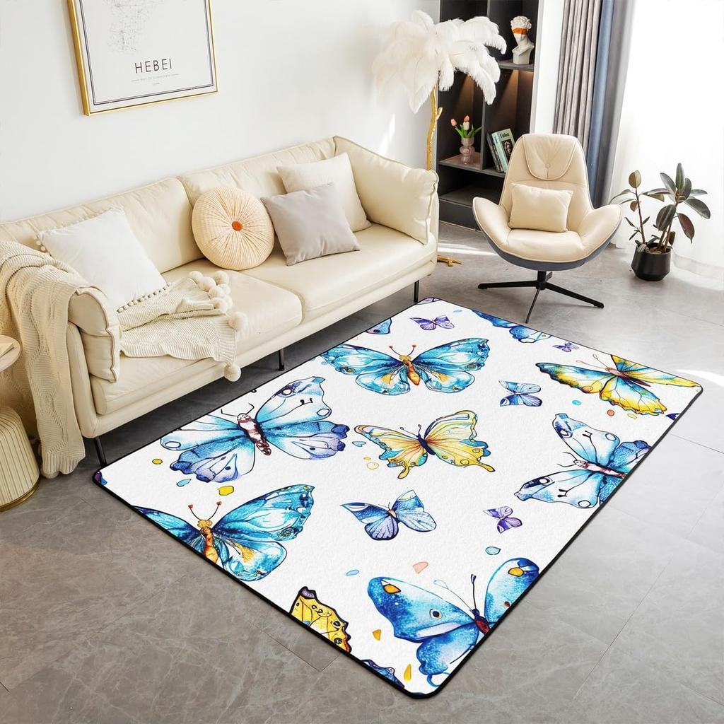 Erosebridal Outer Space Carpet 5x7 Universe Stars Moon Print Area Rug Planet Space Theme Indoor Floor Mat Cosmos Blue Decorative Rug for Boy