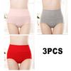 3PCS/Set Women's High Waist Cotton Panties Briefs Soft Breathable Comfy Underwear Plus Size M-3XL