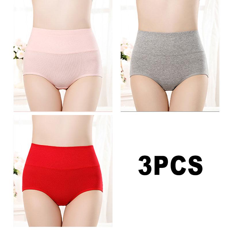 

3 шт./компл. женские хлопковые трусики с высокой талией, мягкие дышащие удобные трусы большого размера M-3XL 3XL