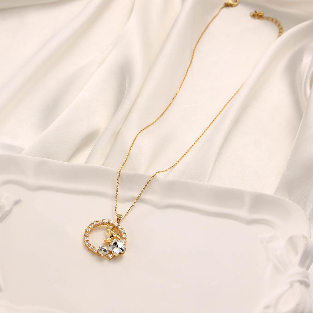 Moon Rhinestone Necklace for Women Ins Simple Niche Choker Versatile Gift for Student Friend