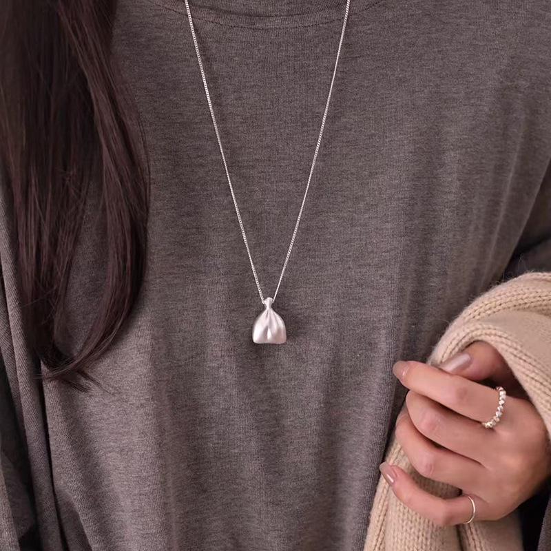 Elegante Damen S925 Sterlingsilber Perlenanhänger Halskette - Leichte Luxus Schlüsselbeinkette