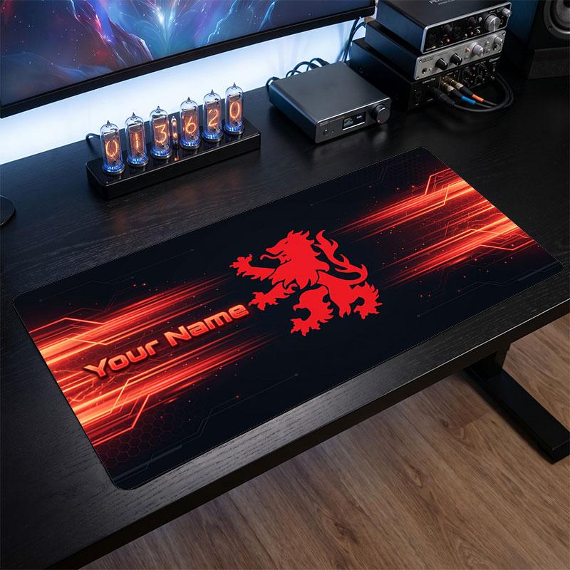 Middlesbrough FC Custom Large Mouse Pad, Personalized Name Text Print, Football Logo Non‑Slip Desk Mat Gaming Gift