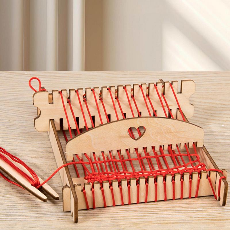 Kids Weaving Machine Kit Knitting Yarn Weaving Machine Kit Wooden Educational Interactive Creative Learning Toy For Crochet Kids