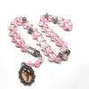 Retro Rosary Beads Chains Acrylic Glass Mary Necklace Trendy Prayer Pendant  Jewelry Gift
