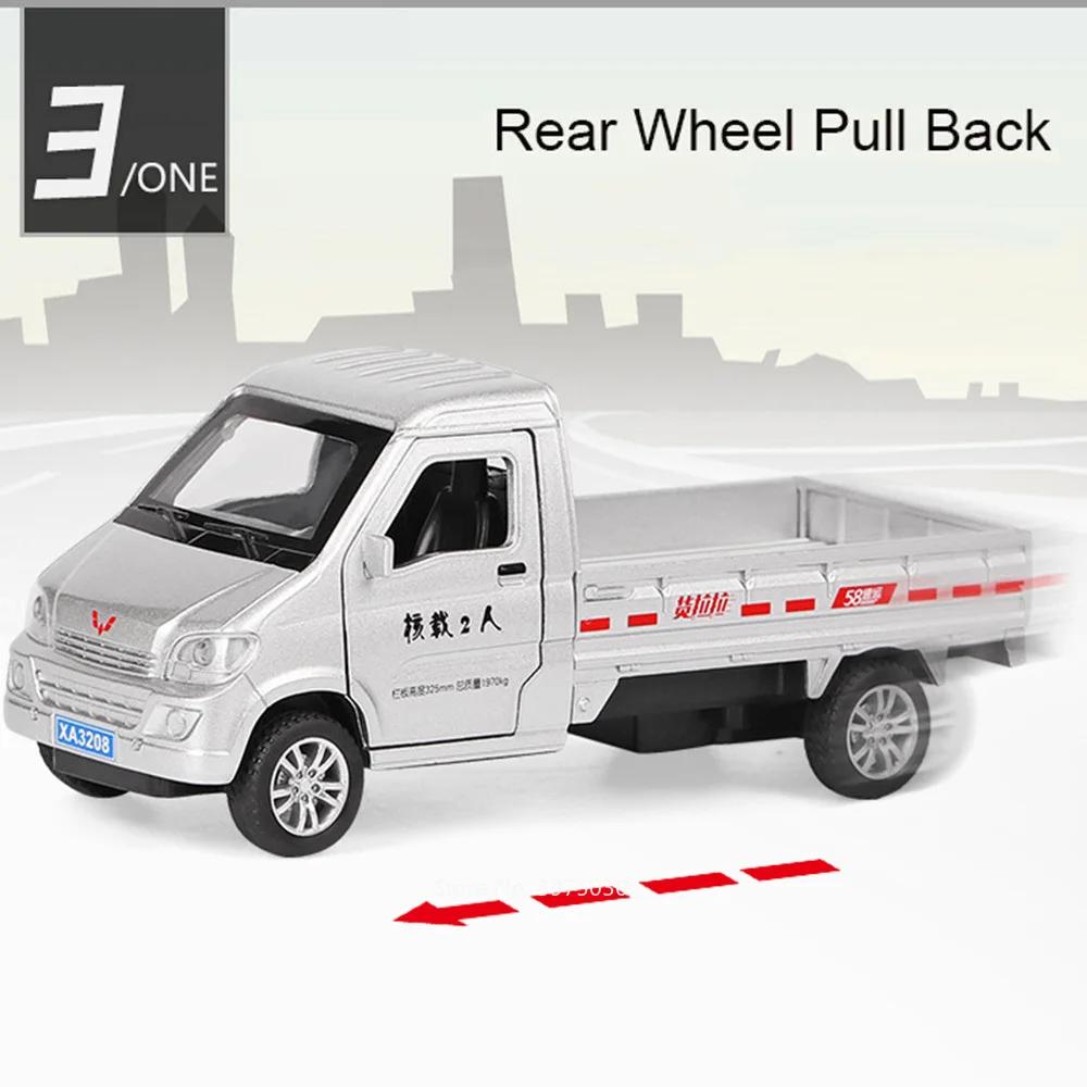 1/32 WULING Van Cars Models Alloy Diecast Toy with Light Sound Pull Back Vehicles Doors Opened Loading Cargo Truck Toys for Kids