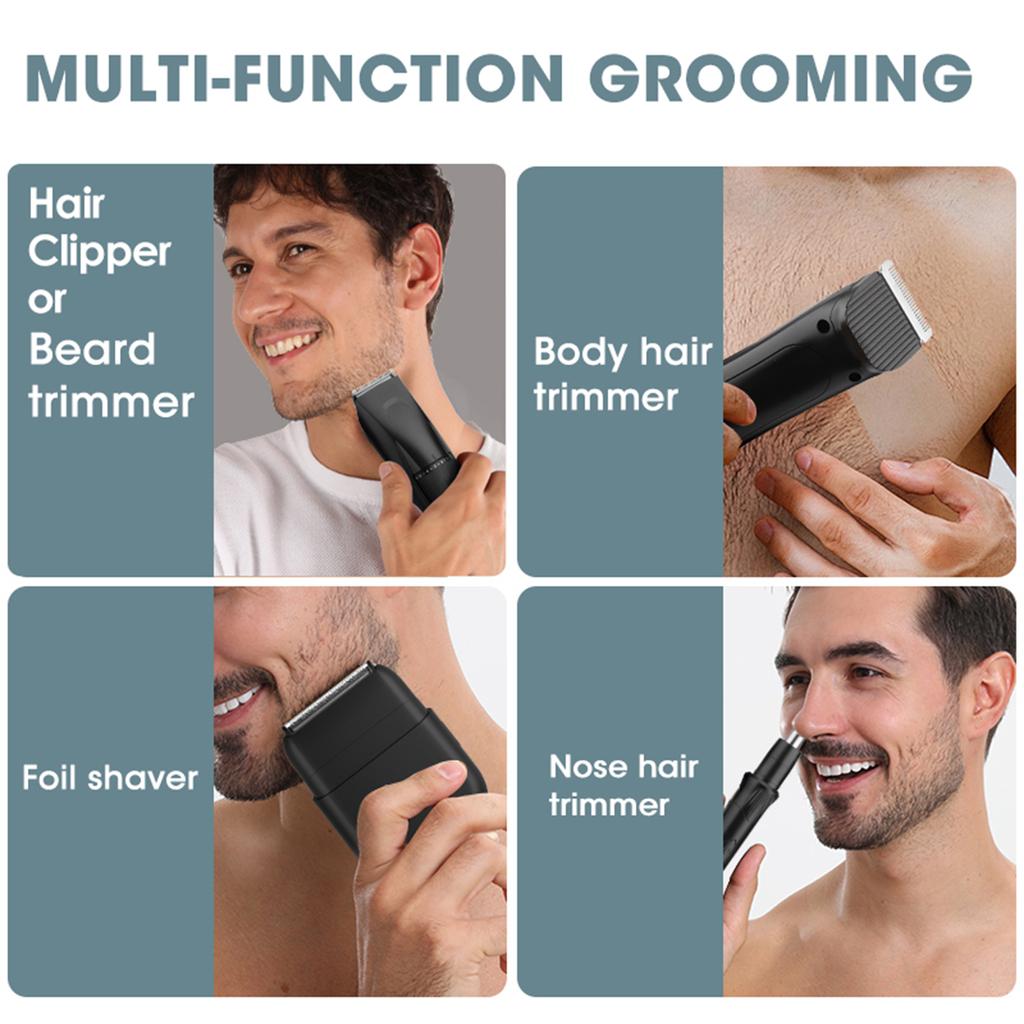 4 IN 1 Men " s Electric Shaver Set Hair Clipper Body Hair Remover Nose Hair Trimmer Grooming Tools