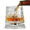 Whiskey Glasses Rotating Whisky Glass with Glass Base 360 Rotate Degrees Crystal Rum Glass for Cocktail Party Drinking