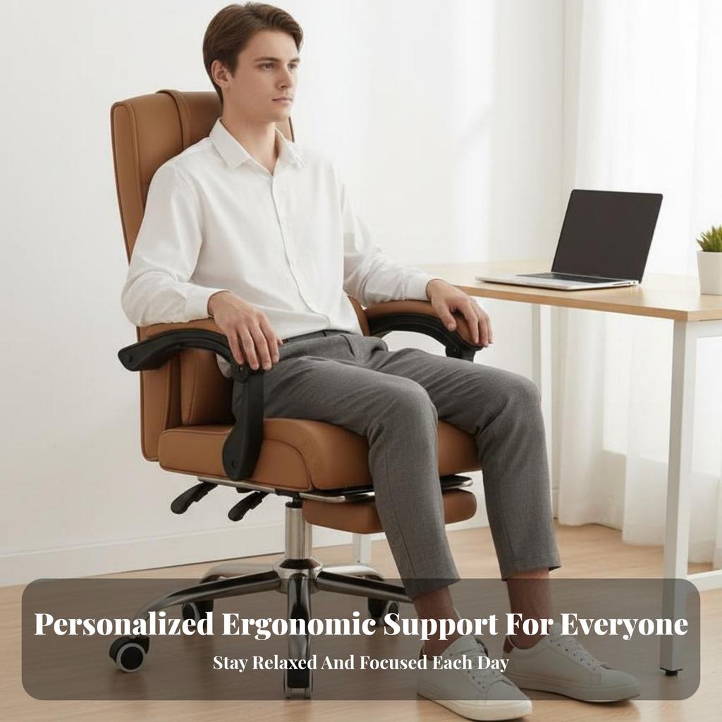 Ergonomic Recliner with Footrest Highspine Support Reclining Task Chair with Footrest Adjustable Headrest 360° rotate for Gaming