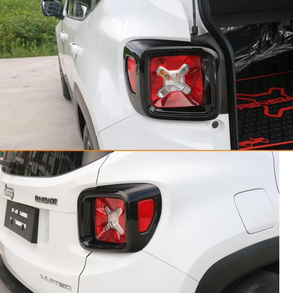 YOCTM Glossy Black Tail Light Cover for Jeep Renegade 2016 2017 2018 ABS Lamp Guard Protector Bezel Trim Exterior Accessories 2-PACK