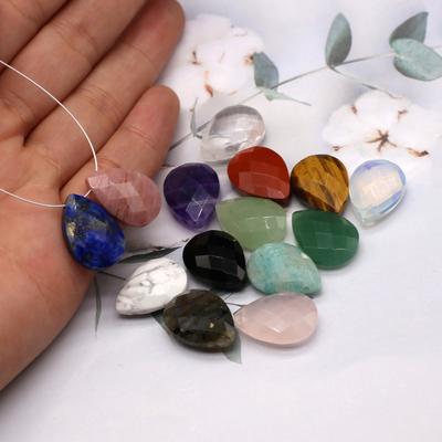 2 Stück Ohrringe Anhänger Naturstein Tropfenförmiger Kreuzloch Anhänger für Schmuckherstellung DIY Armband Halskette Zubehör