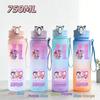 750ML Anime KPop Demon Hunters Sports Water Bottle Leak Proof Colorful Straw Cup Portable Water Bottle designed for Outdoor Sport Fitness