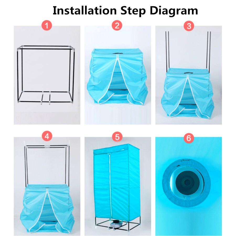 1000W Portable Electric Clothes Dryer Wardrobe Drying Machine 220V Household Drying Closet Stainless Steel Tube Cloth