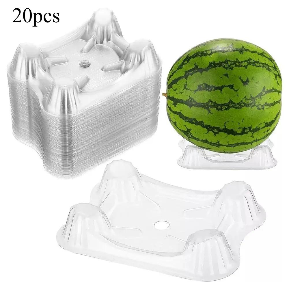5/10/20/50 uds Soporte de Sandía de Plástico Fruta Melón Planta Bandeja Transparente Frutas Verduras de Jardín Soporte Protección Anti-pudrición