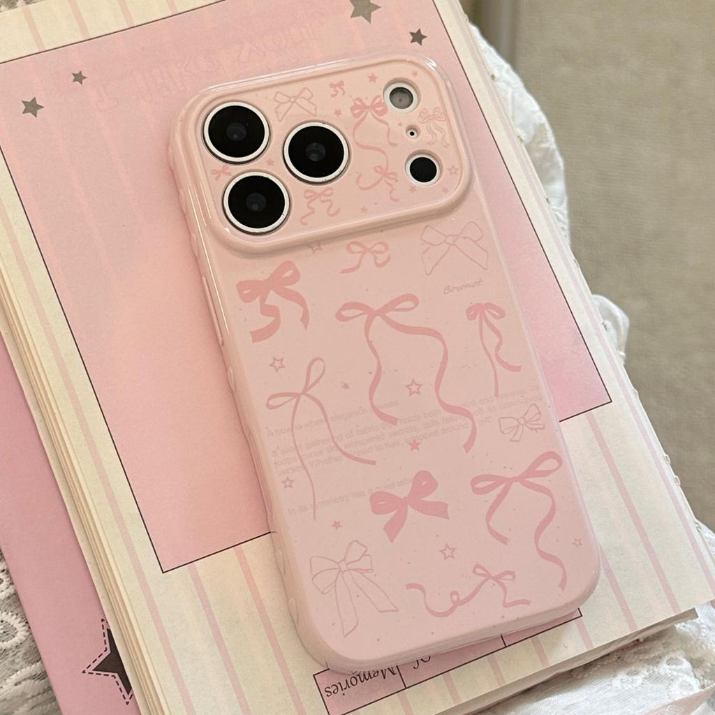 Pink bow phone case suitable for iPhone 16, iPhone 17, and iPhone 17 Pro Max