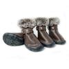 Winter Shoes for Dogs Luxury Fur-Lined Leather Dog Boots for Small Dogs Waterproof Warm Soft Durable Rubber Sole Pet Snow Boots