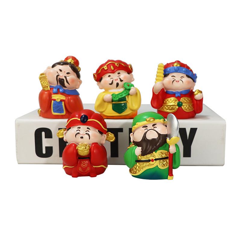 God of Wealth Resin Figurines - Creative Desktop Ornaments in Stock
