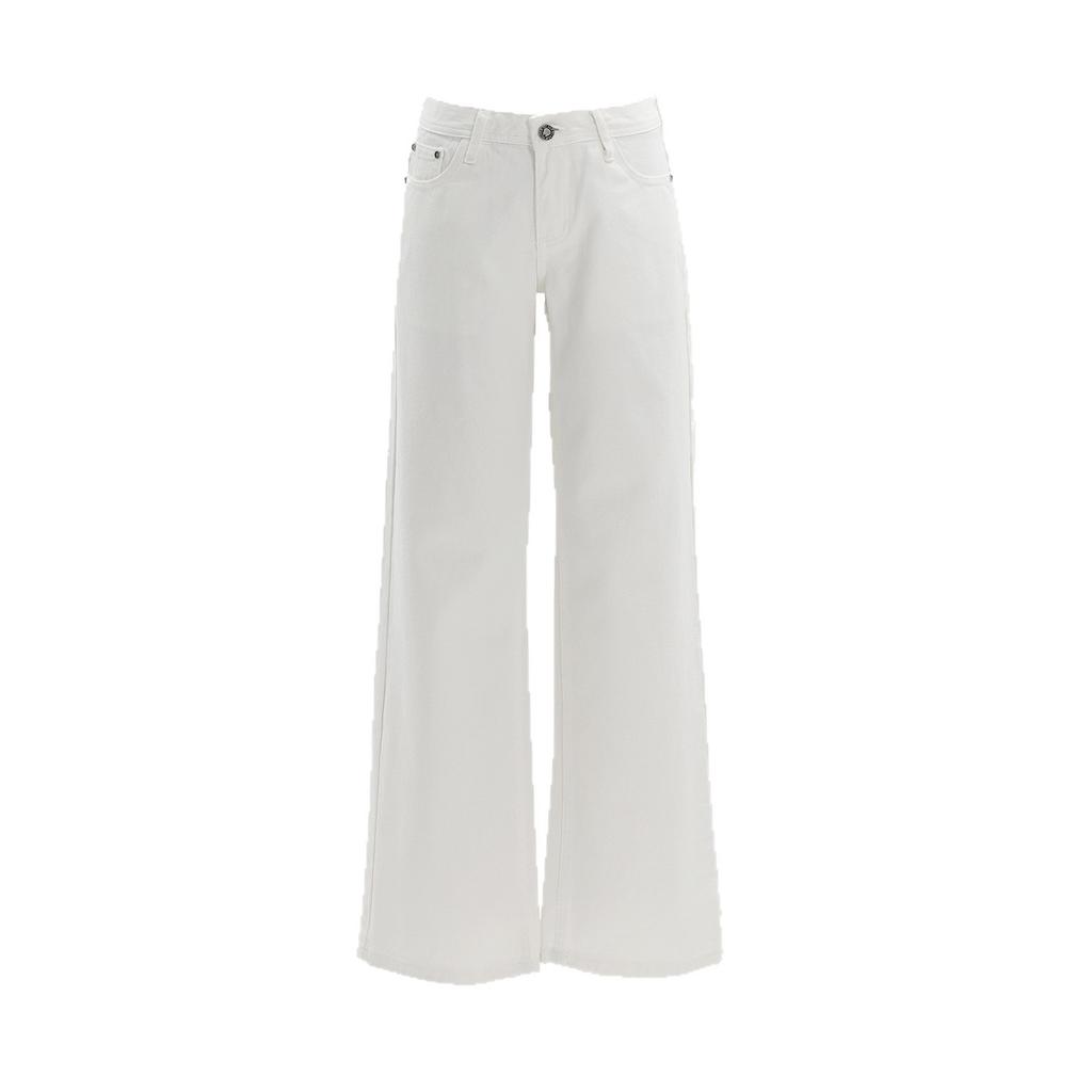 Autumn New American Spice Girls Pure White Jeans Women's Low Waist Loose Straight Skinny Versatile Mopping Wide Leg Pants Tide