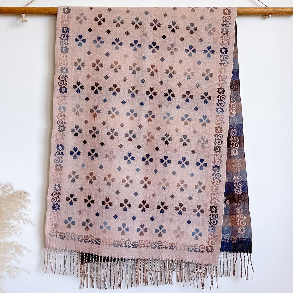 Schal Damen Winter Fransen Schal Ethnischer Stil Geometrisch Vielseitig Kaschmir Verdickt Warm Und Kälteabweisend Schal Doppelzweck