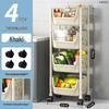 Multi-layer Kitchen Storage Rack: Multi-functional Vegetable, Fruit, and Snack Basket Trolley.