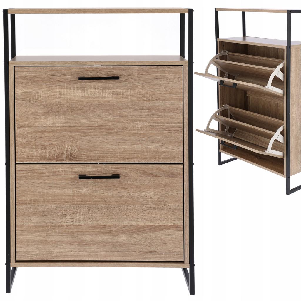 Shoe cabinet, 2-compartment shoe rack, spacious chest of drawers for the hall, LOFT
