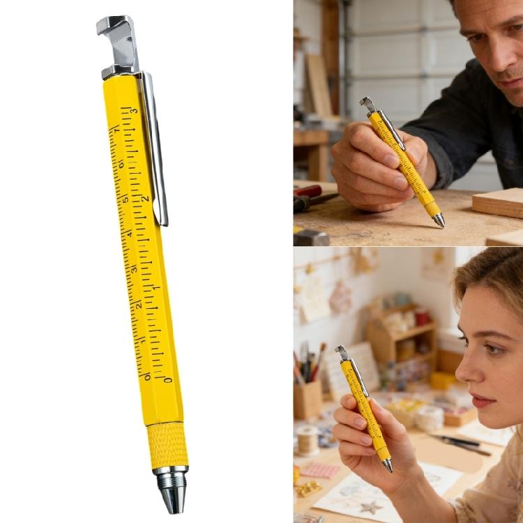 Multipurpose 7 In 1 Engineer Pen Writing Instrument With Sensitive Stylus Measurement Marks And Double Head Screwdriver