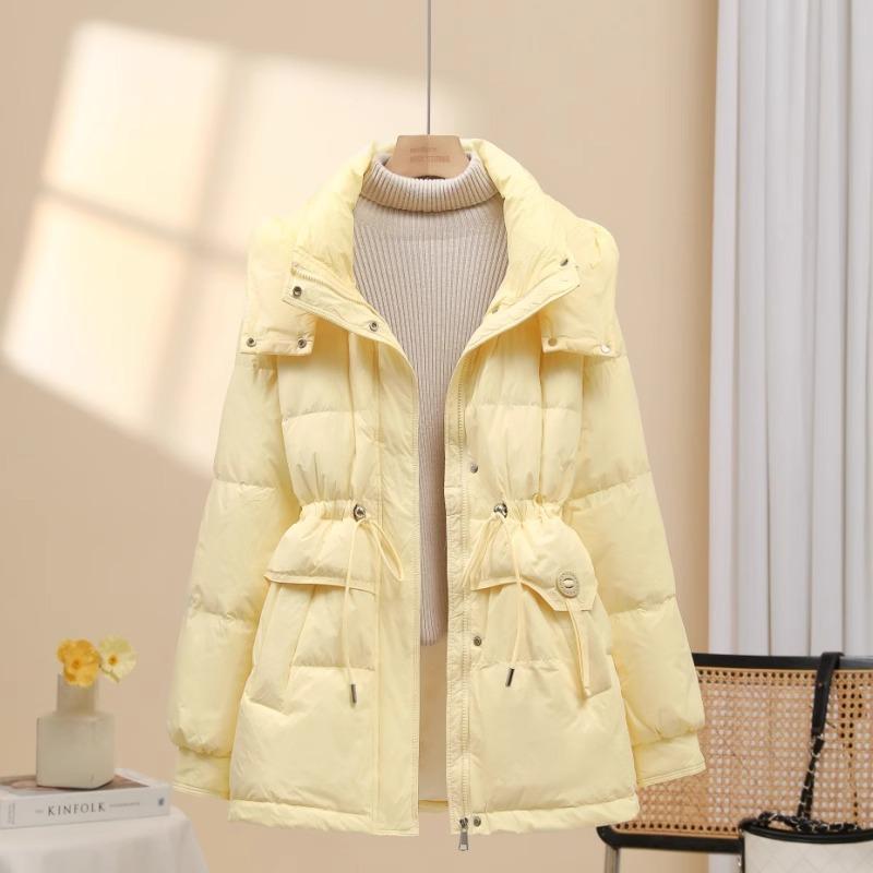 Down jacket women's medium and long 2024 new fashionable high-end loose waist small white duck down winter